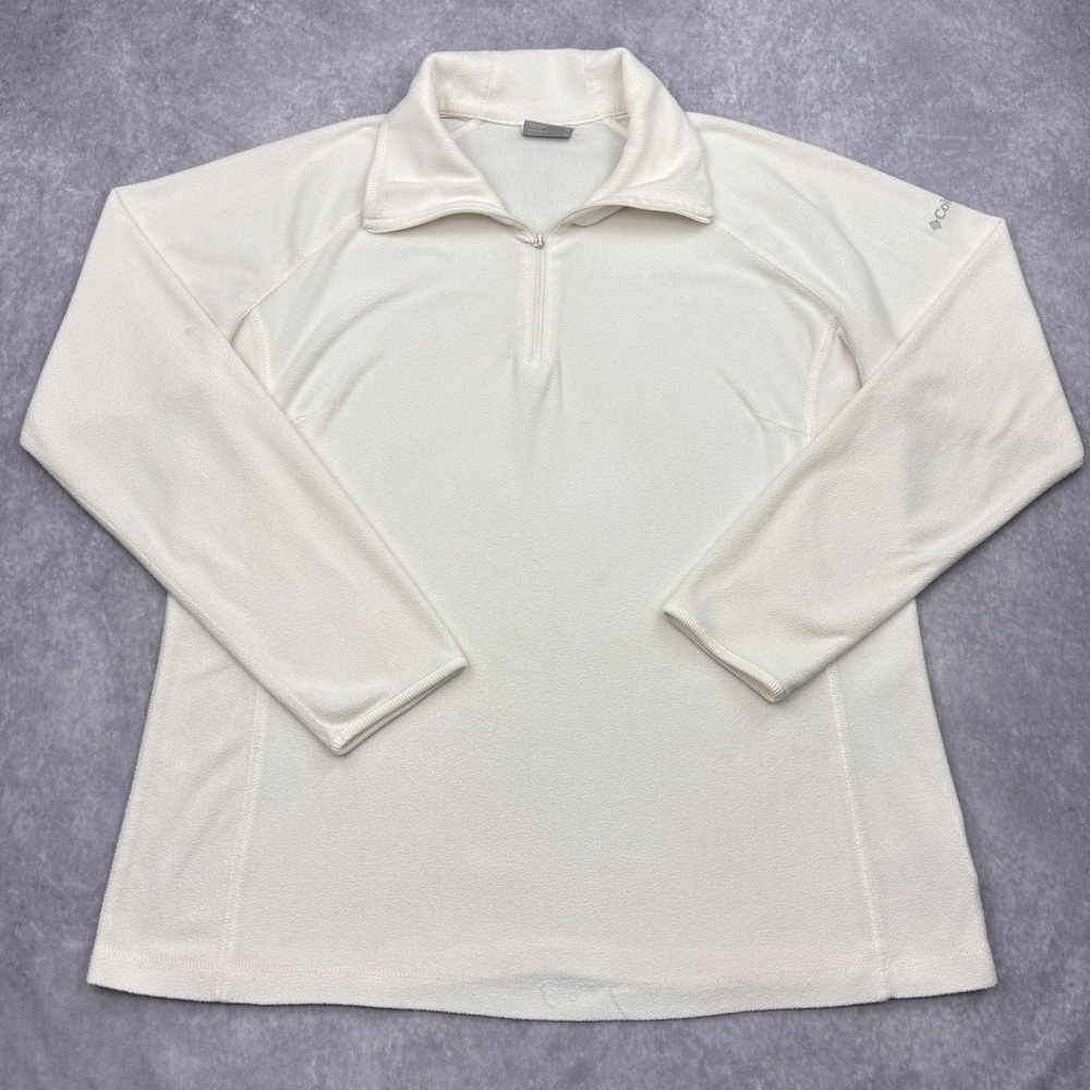 Columbia Fleece Pullover Womens XL White Glacial Half Zip Lightweight AL6389 XL